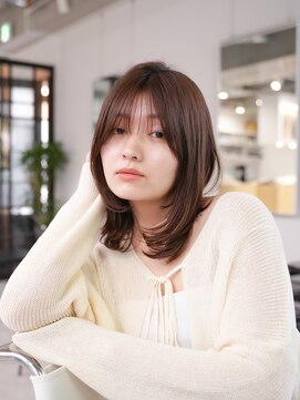 ディジョン(Dijon) 韓国顔まわりレイヤーカットグレージュオリーブベージュブラウン