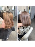 落ち着き感くすみ+ミルクティーカラー髪質改善メニュー【別府】