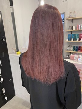 シェル 津山の手店(shel) 20代30代40代ピンクブラウン髪質改善カラー艶感ストレート