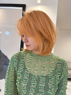 ヴィア 京都烏丸(Via) ボブ レイヤーボブ オレンジ ケアブリーチ レイヤー 髪質改善