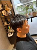 ベリーショート×アイロンパーマ×刈り上げ×メンズショート