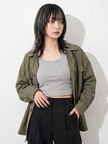 ズール 稲田堤店(ZU LU)&nbsp;黒髪ミディアムウルフ×顔まわりレイヤー