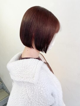 キャンバス バイ ネオリーブ 横浜西口(Canvas by neo.) ぷつっとボブ　ぱつっとボブ　ピンクブラウン　レッド