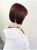 ぷつっとボブ ぱつっとボブ ピンクブラウン レッド
