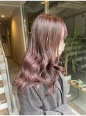 ハイライトたっぷりピンクベージュ