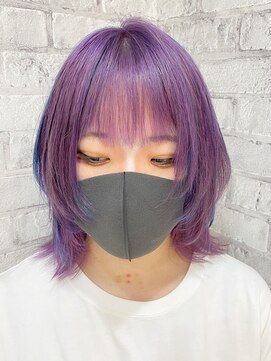アゴストヘア コシガヤ Agosto hair KOSIGAYA 派手髪×パープル系デザイン