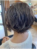 無造作パーマ×ショートボブ