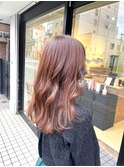ハイライト/オレンジベージュ/セミロング/髪質改善/秋カラー