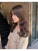 大人ガーリー艶カラーくびれヘアチョコレートカラーレイヤー