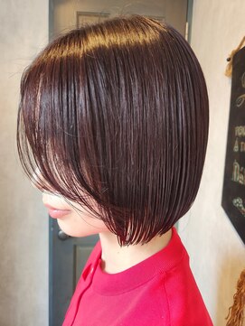 ジゲン ヘアーリゾート(ZIGEN hair resort) 艶コクラベンダーカラーの切りっぱなしボブ