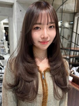 サイン 渋谷(SIGN) 韓国ヘアーハッシュカットレイヤーカットグレージュブリーチ無し