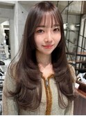 韓国ヘアーハッシュカットレイヤーカットグレージュブリーチ無し