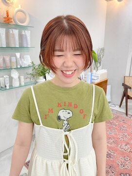 ヘアー アイス カンナ(HAIR ICI Canna) 顔まわりレイヤーのミニボブオレンジブラウン【ノグチ】