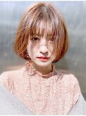 フェイスフレーミングボブインナーカラーボブ切りっぱなしボブ