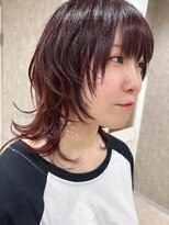 リアイス(Re:ICE) ワインレッドボルドーミディアムウルフハッシュカット