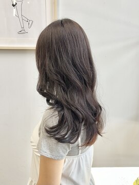 ヘアー アイス 御器所本店(HAIR ICI) ブリーチなしグレージュアッシュブラウンレイヤーロング冬カラー