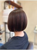 暗めカラー艶感/ボブ/ショコラブラウン