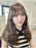 e11ブリーチなしダブルカラーオリーブベージュレイヤーカット