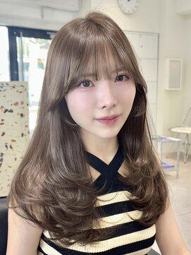 e11ブリーチなしダブルカラーオリーブベージュレイヤーカット