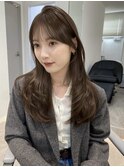 顔周りレイヤーカットベージュカラーくびれレイヤーカット