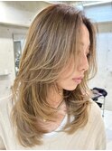 ブリーチハイライト髪質改善ダブルカラーレイヤーカット