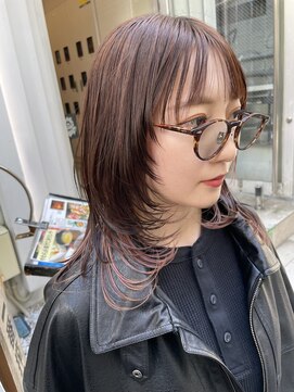 ヘアカロン 熊本本店(Hair CALON) 顔周りレイヤーカットピンクブラウンカラー初カラー