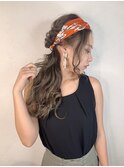 ヘアバンドアレンジ☆シナモンベージュ