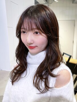 アイティーバイアルバム 八王子店(IT by ALBUM) ブラウンロング_斜めバンググレージュカラーシルキー_ba440831