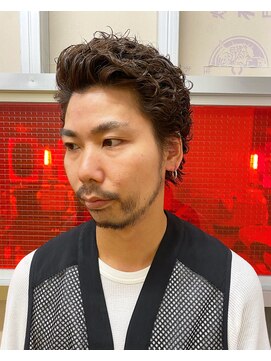 メリケンバーバーショップ トーキョー(MERICAN BARBERSHOP TYO) MEN'SHAIR束感ショート波巻きマッシュパーマハイライト9