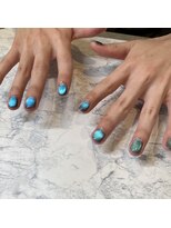 西本整髪&nbsp;メンズネイル　マグネットネイル　ブルー