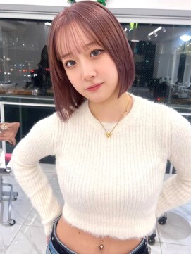 ランテルディ 渋谷(LANTERDIT) ピンクベージュ　ベビーピンク　ショートボブ　ハイトーン