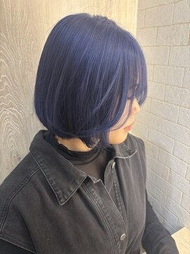 ガビーヘアルーブ(gabi hair LOOB) ネイビーブルー/ダブルカラー/インナーカラー/ハイライト/ボブ