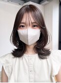 ロング顔周りレイヤー韓国ヘアおくれ毛_ba474112