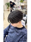 センターパート/パーマの残りを活かしたカット