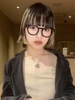 ロウROW)&nbsp;ポイントブリーチカラー ボブ ポイントカラー レイヤーボブ