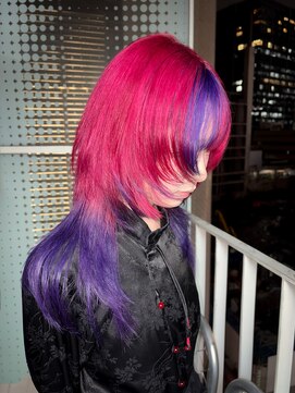 インク 渋谷(INK.) ピンク パープル デザインカラー レイヤーカット