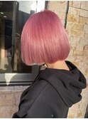 ペールピンク☆2ブリーチ.ハイトーンボブ.ハイトーンカラー.池袋