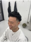 スパイラルパーマ、サイドパート、韓国マッシュ、ジェット