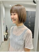 20代30代透明感オリーブアッシュブルーグレージュ丸みボブ