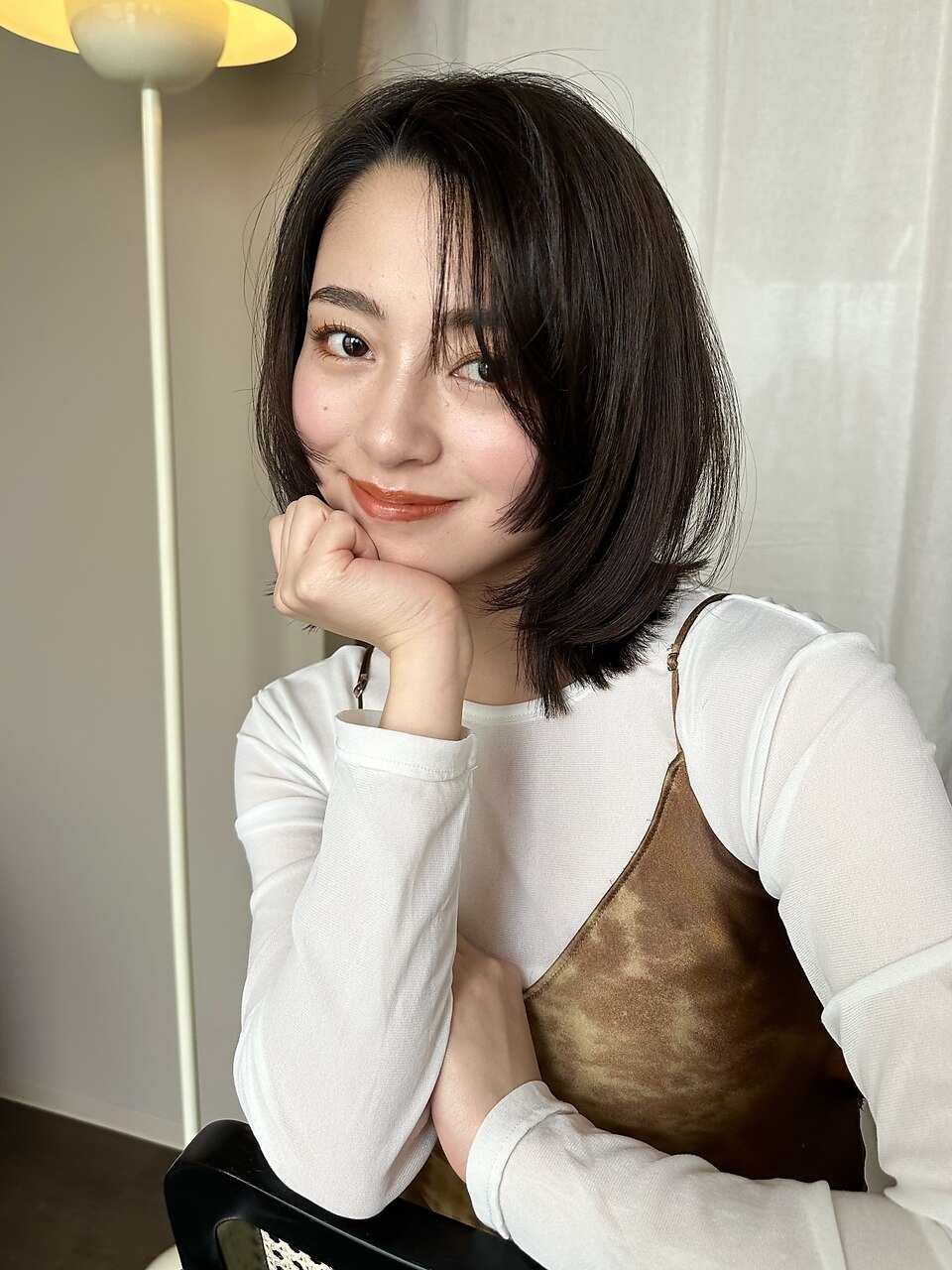 ピンクベージュ/ブリーチなし/ボブ/表参道/原宿