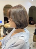 レイヤーボブ顔周りおくれ毛カットグレージュカラー20代30代40代