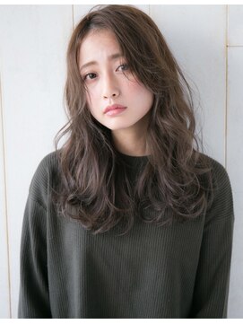 サンド 銀座(sand) 【sand小金丸】センターパートフェザーロング×カーキグレージュ