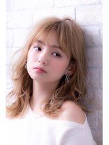 エルデ ナインズ ヘアー スタンド 川口店(elde 9's HAIR STAND) ピンクベージュorインナーグレージュの厚めバング大人ヘア