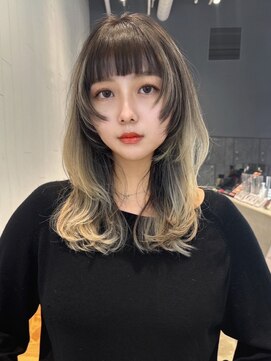 アルバム 銀座(ALBUM GINZA) くすみベージュ黒髪小顔オリーブカラー透明感カラー_ba531682