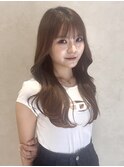 重め前髪韓国風レイヤー×ブリーチ無しベージュ【福岡博多】