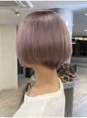ハイトーンボブミルクティーベージュピンクベージュダブルカラー
