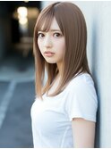 小顔外ハネミディアムアッシュ20代30代40代くびれミディ韓国ヘア