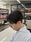 メンズセンターパートニュアンスパーマアップバング