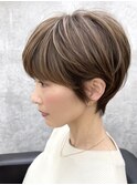 【40代50代】ひし形大人ショートボブ／前髪あり／丸顔面長対応