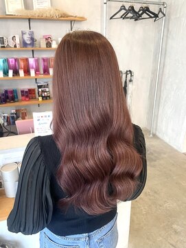 シェル 津山の手店(shel) 10代20代髪質改善ピンクブラウン透明感カラー